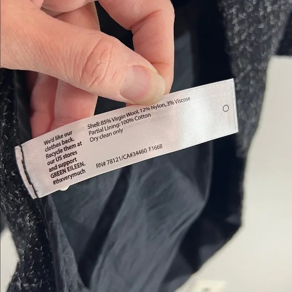 Eileen Fisher Briar Patch Black Wool open front 3/4 sleeve Jacket Blazer size XL - Picture 9 of 13